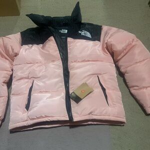 The North Face Kids Pink and Black Puffer Jacket
